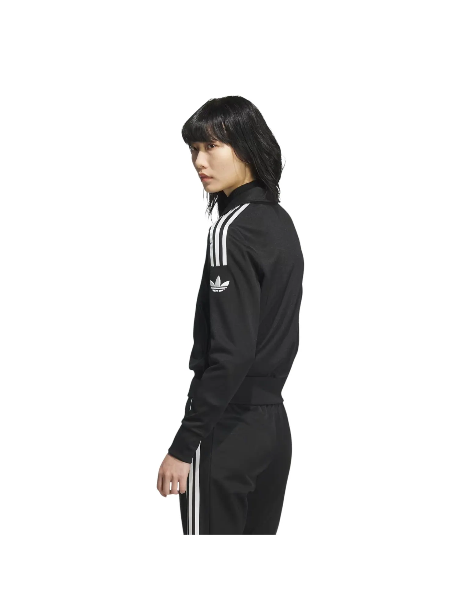Куртка (WMNS) adidas Retro Trefoil Sports Jacket 'Black' — изображение 3 из 4, черный