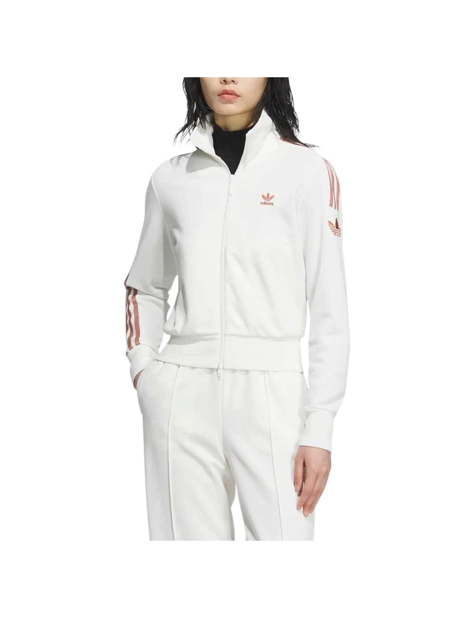 (WMNS) Спортивная куртка Adidas Retro Trefoil — изображение 2 из 4, белый