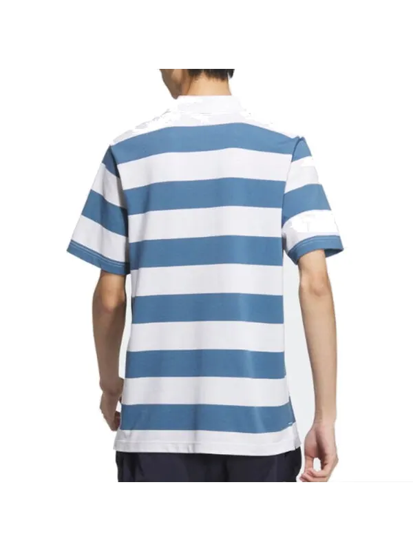 Рубашка поло пике полосатая рубашка поло азиатские размеры Adidas — изображение 2 из 3, синий/белый