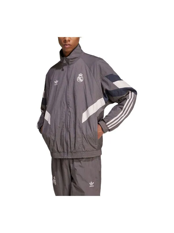 Куртка real madrid originals track jacket asia sizing 'charcoal grey' Adidas — изображение 1 из 2, темно-серый/серый