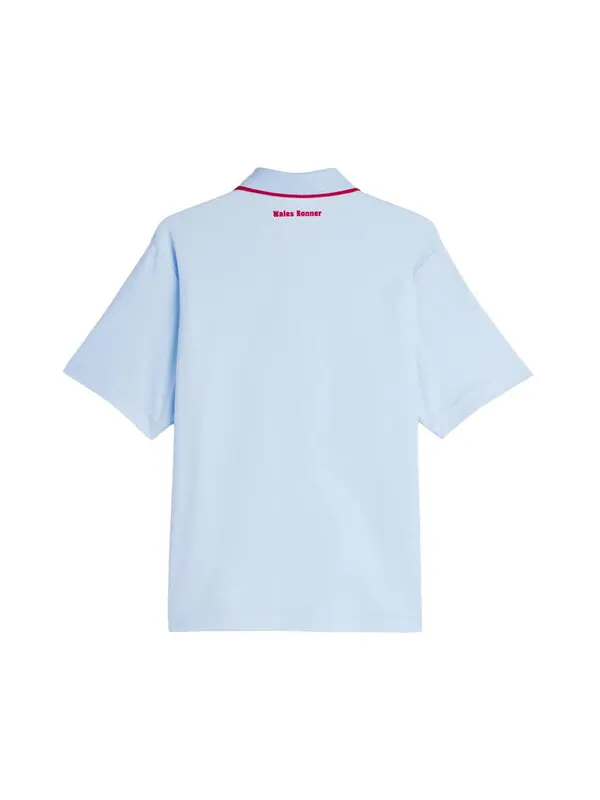 Рубашка поло x wales bonner short sleeve polo shirt 'glow blue' Adidas — изображение 2 из 2, синий