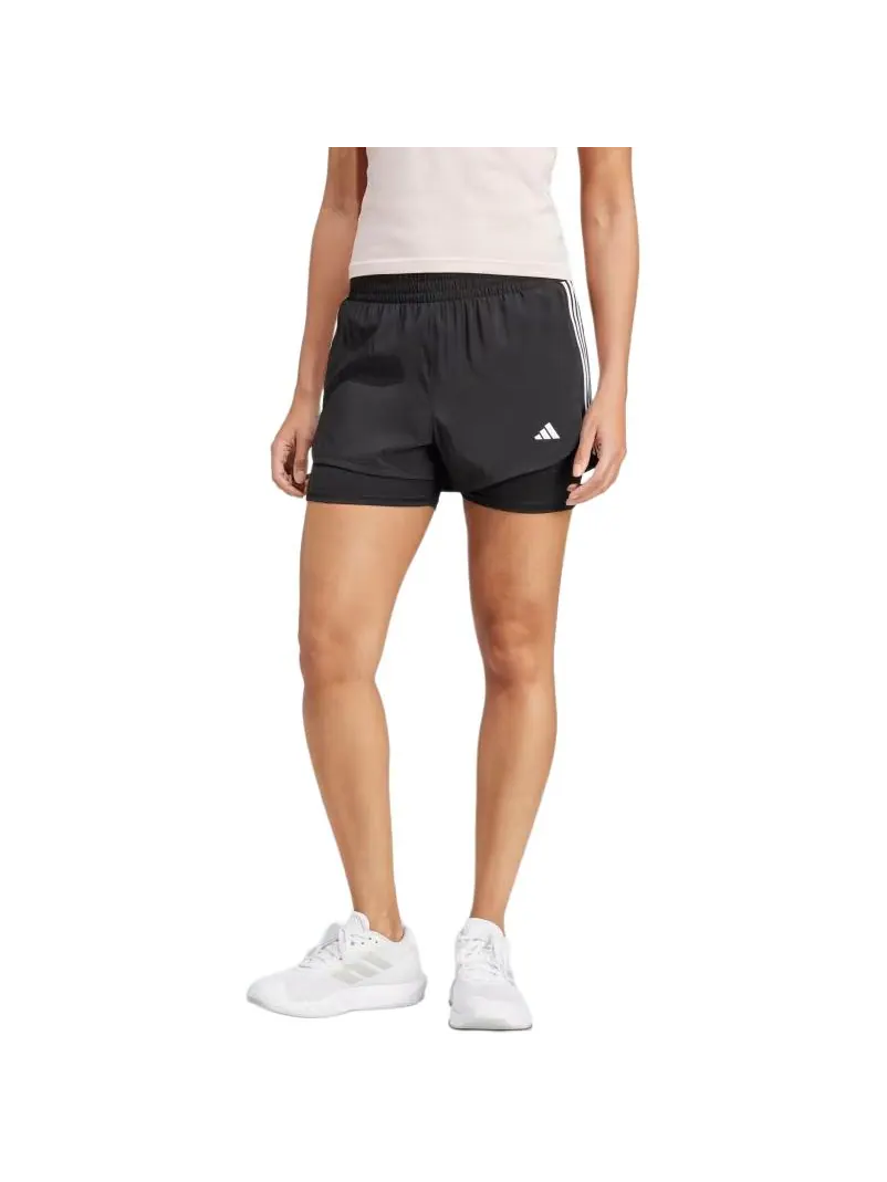 Спортивные шорты (WMNS) adidas 2 in 1 Pacer Shorts 'Black' — изображение 2 из 5, черный