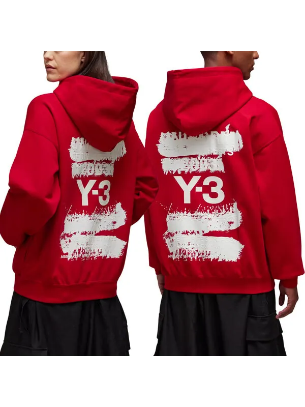 Толстовка y-3 graphic hoodie 'red' Adidas — изображение 2 из 2, красный