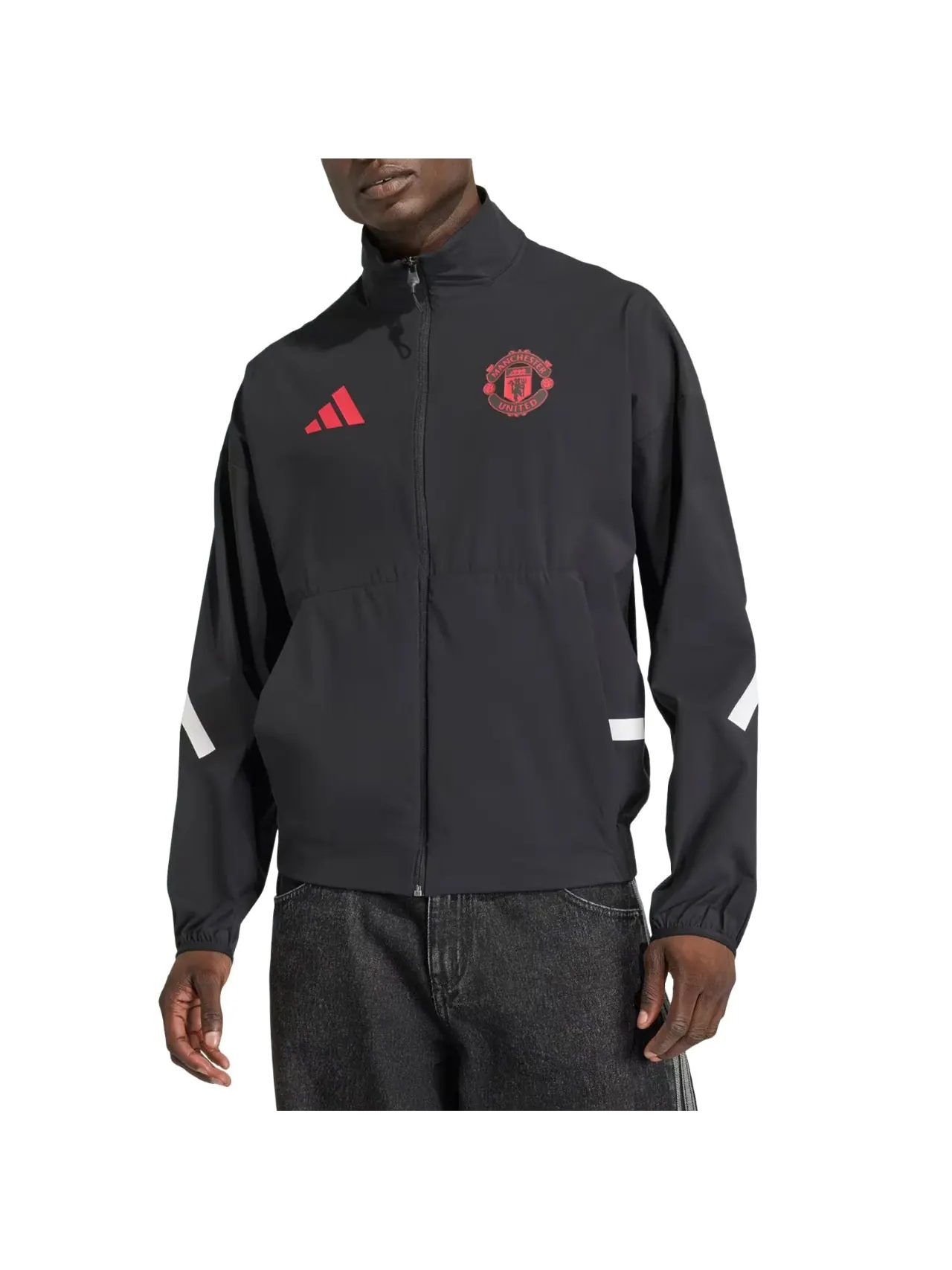 Куртка Adidas Manchester United ZNE Anthem, азиатский размер, цвет «черный», модель — изображение 2 из 3