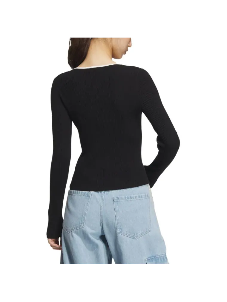 Свитер (WMNS) adidas Adi Long Sleeve Fully Fashion Sweater 'Black' — изображение 2 из 2, черный