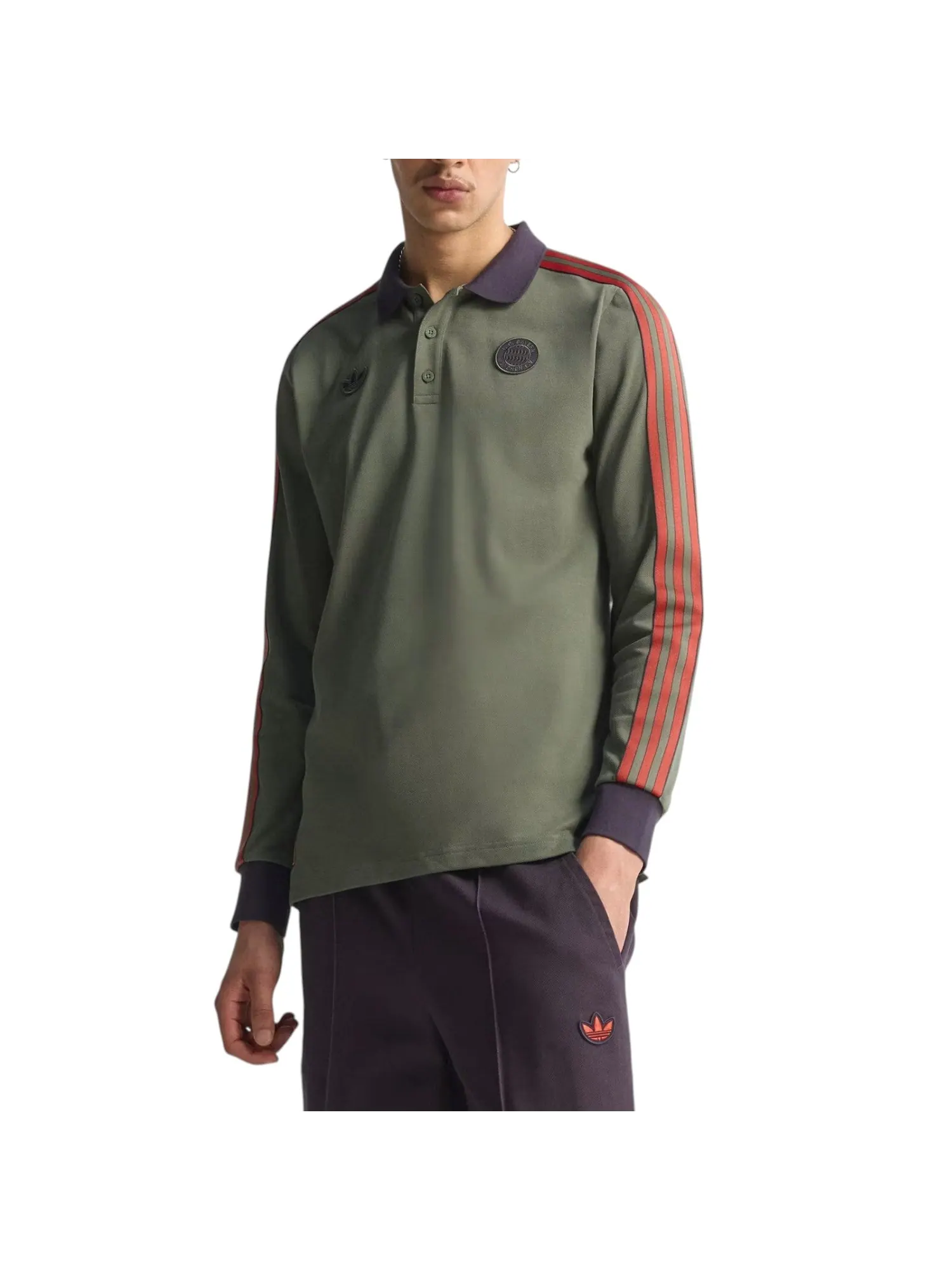 Поло adidas FC Bayern Terrace Icon Long Sleeve Polo Shirt 'Base Green' — изображение 2 из 6, зеленый