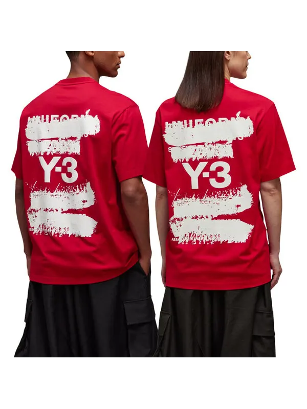 Футболка y-3 graphic short sleeve t-shirt 'red' Adidas — изображение 2 из 2, красный