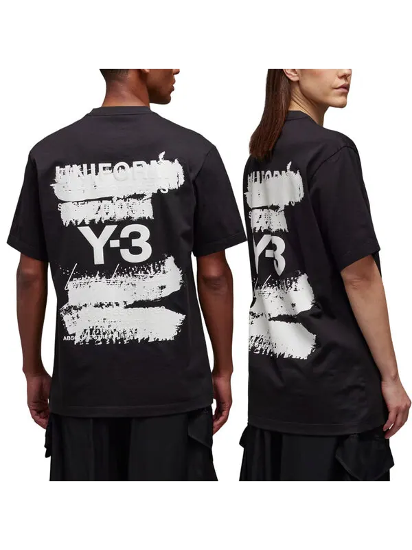 Футболка y-3 graphic short sleeve t-shirt 'black' Adidas — изображение 2 из 2, черный
