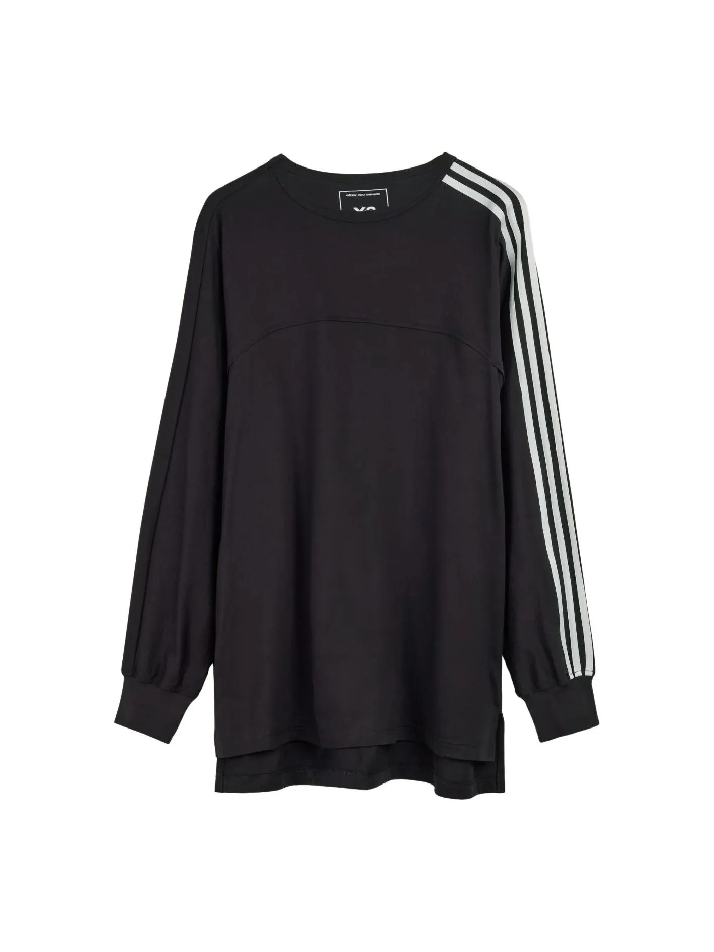Футболка с длинными рукавами Adidas Y-3 3-Stripes, черная, модель — изображение 1 из 3, черный
