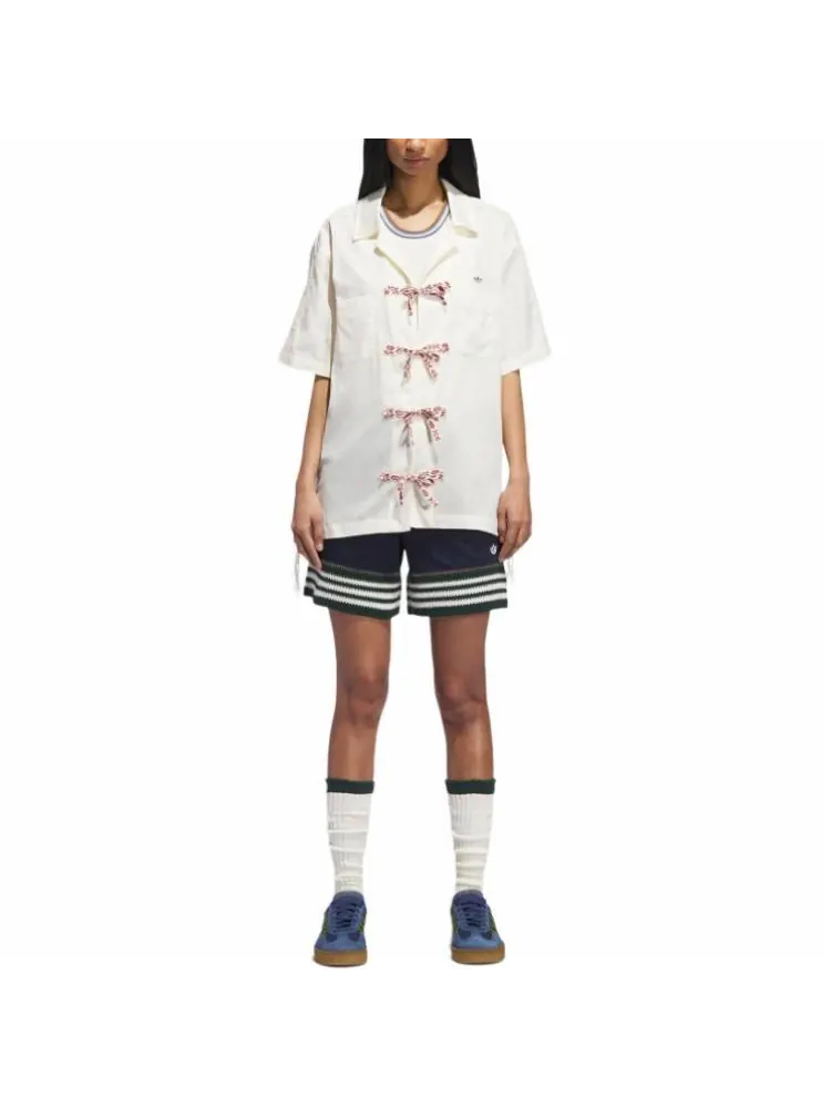 Рубашка adidas x Clot Bowling Shirt 'Cream White' — изображение 3 из 6, белый