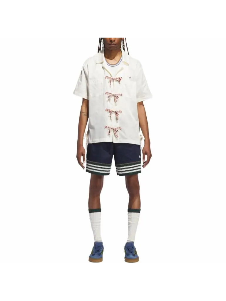 Рубашка adidas x Clot Bowling Shirt 'Cream White' — изображение 4 из 6, белый