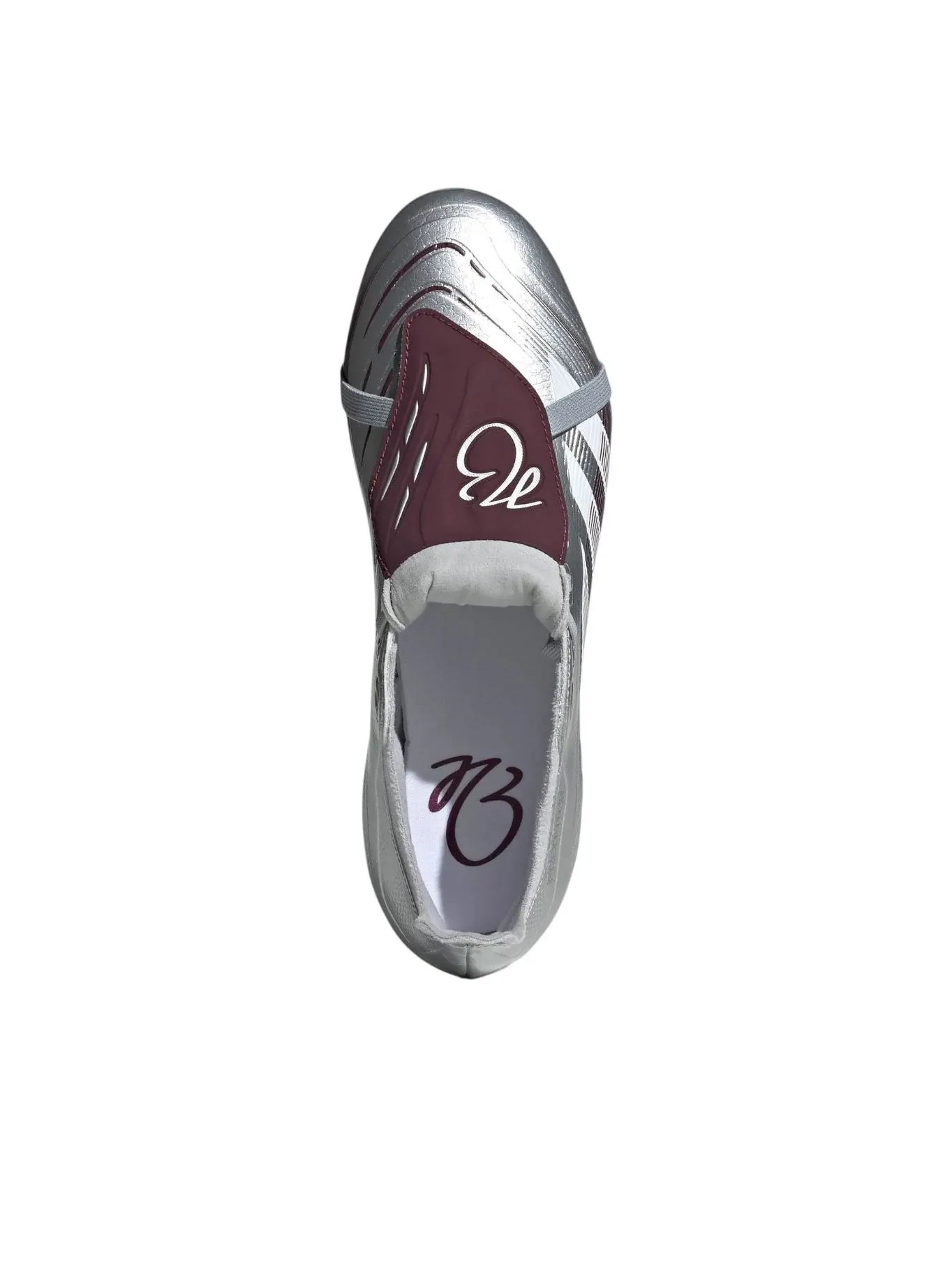Футболка Adidas x Jude Bellingham Predator League Fold Over Tongue FG MG 'Silver Metallic Burgundy' — изображение 3 из 6