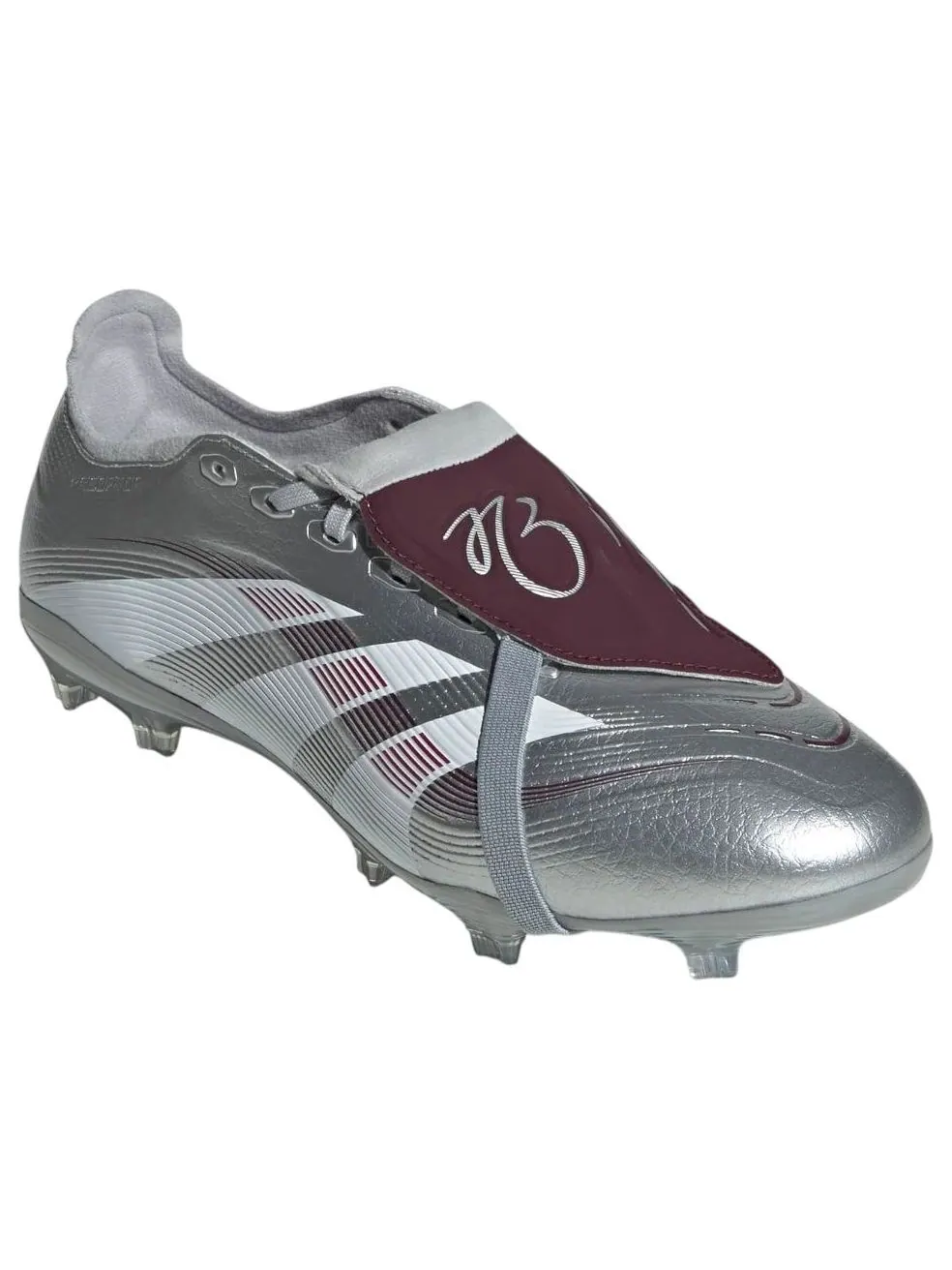 Футболка Adidas x Jude Bellingham Predator League Fold Over Tongue FG MG 'Silver Metallic Burgundy' — изображение 5 из 6