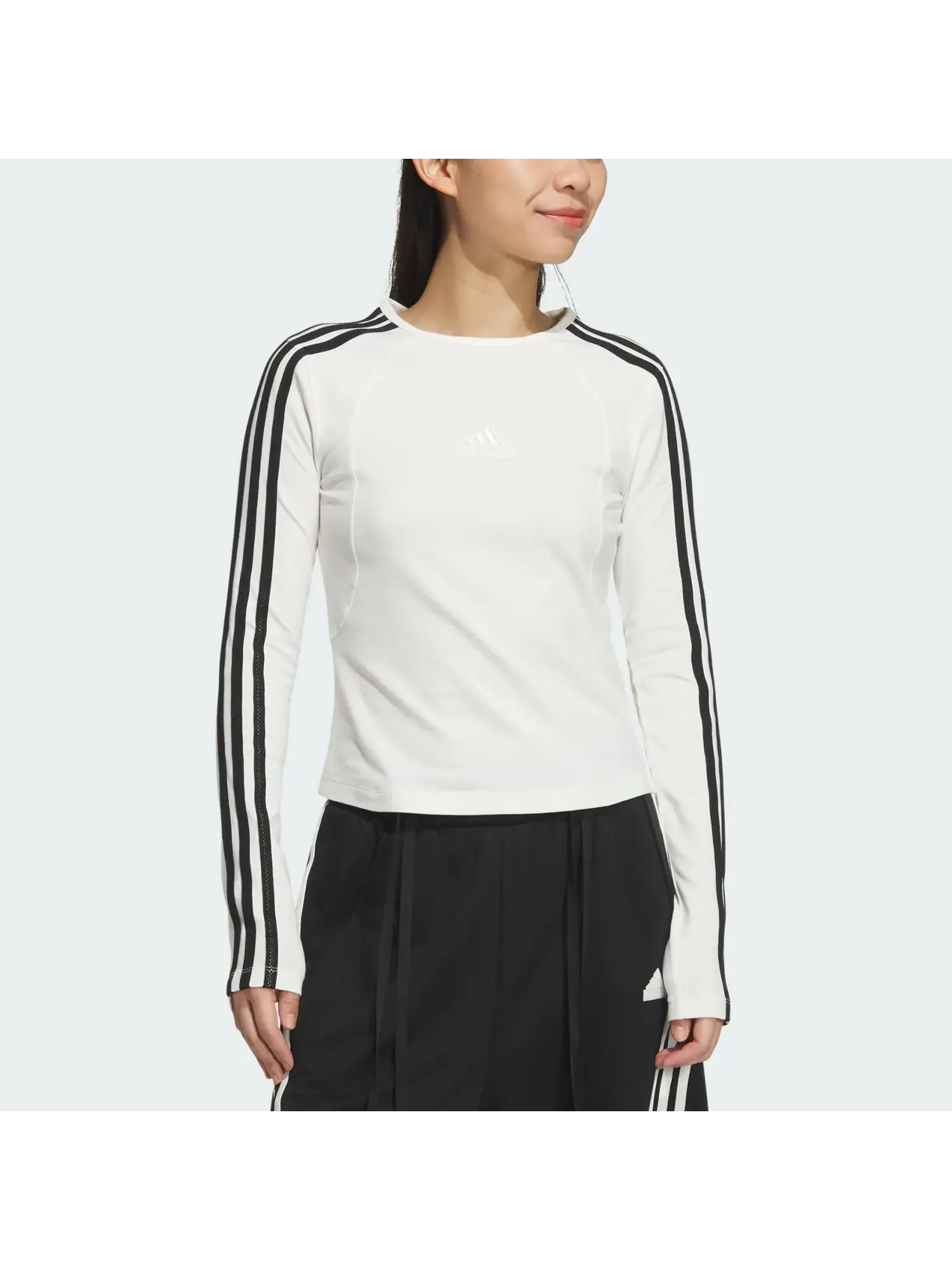 Лонгслив Adidas 3-Stripes — изображение 2 из 6, белый