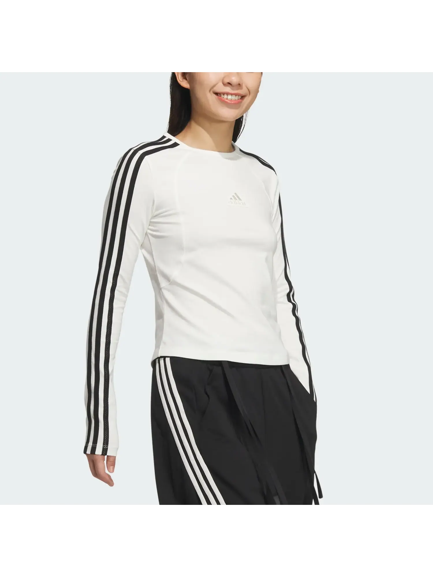 Лонгслив Adidas 3-Stripes — изображение 4 из 6, белый