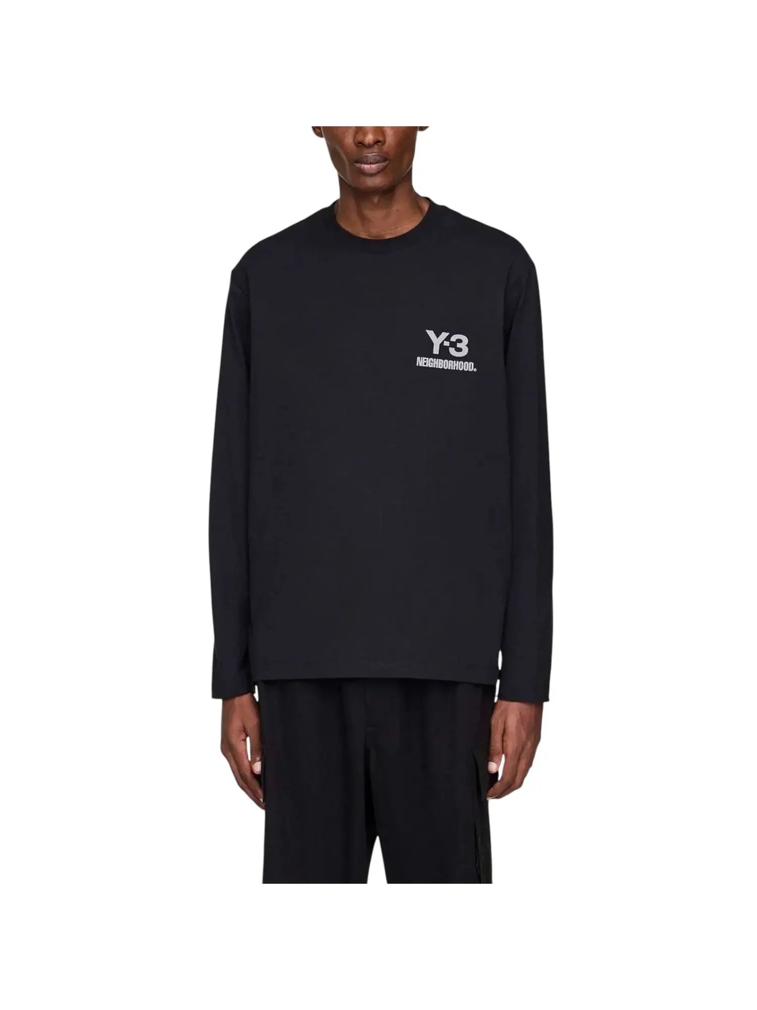Футболка adidas Y-3 x Neighborhood Logo Long-Sleeved Relaxed T-Shirt 'Black' — изображение 3 из 4, черный