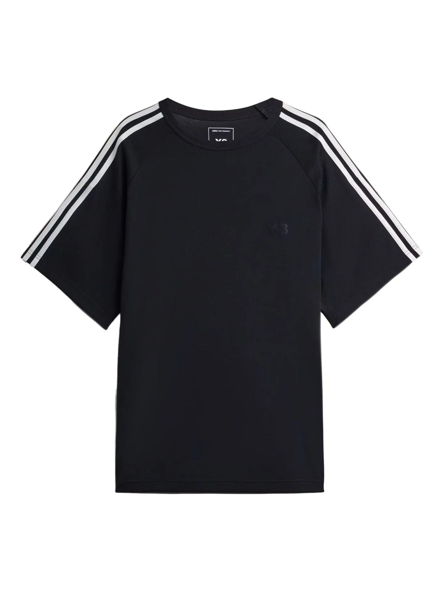 Футболка Adidas Y-3 с коротким рукавом и тремя полосками, черная, модель — изображение 1 из 4, черный