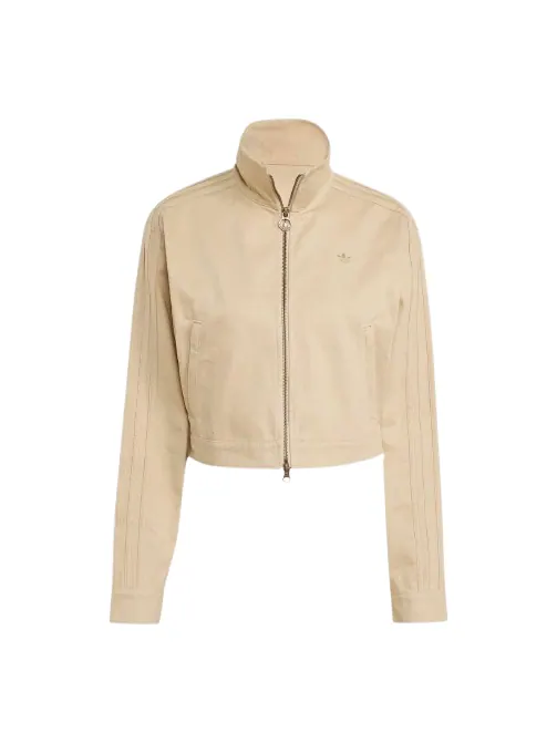 (WMNS) Укороченная спортивная куртка Adidas Firebird Twill Crop Track Jacket 'Бежевый' — изображение 1 из 2