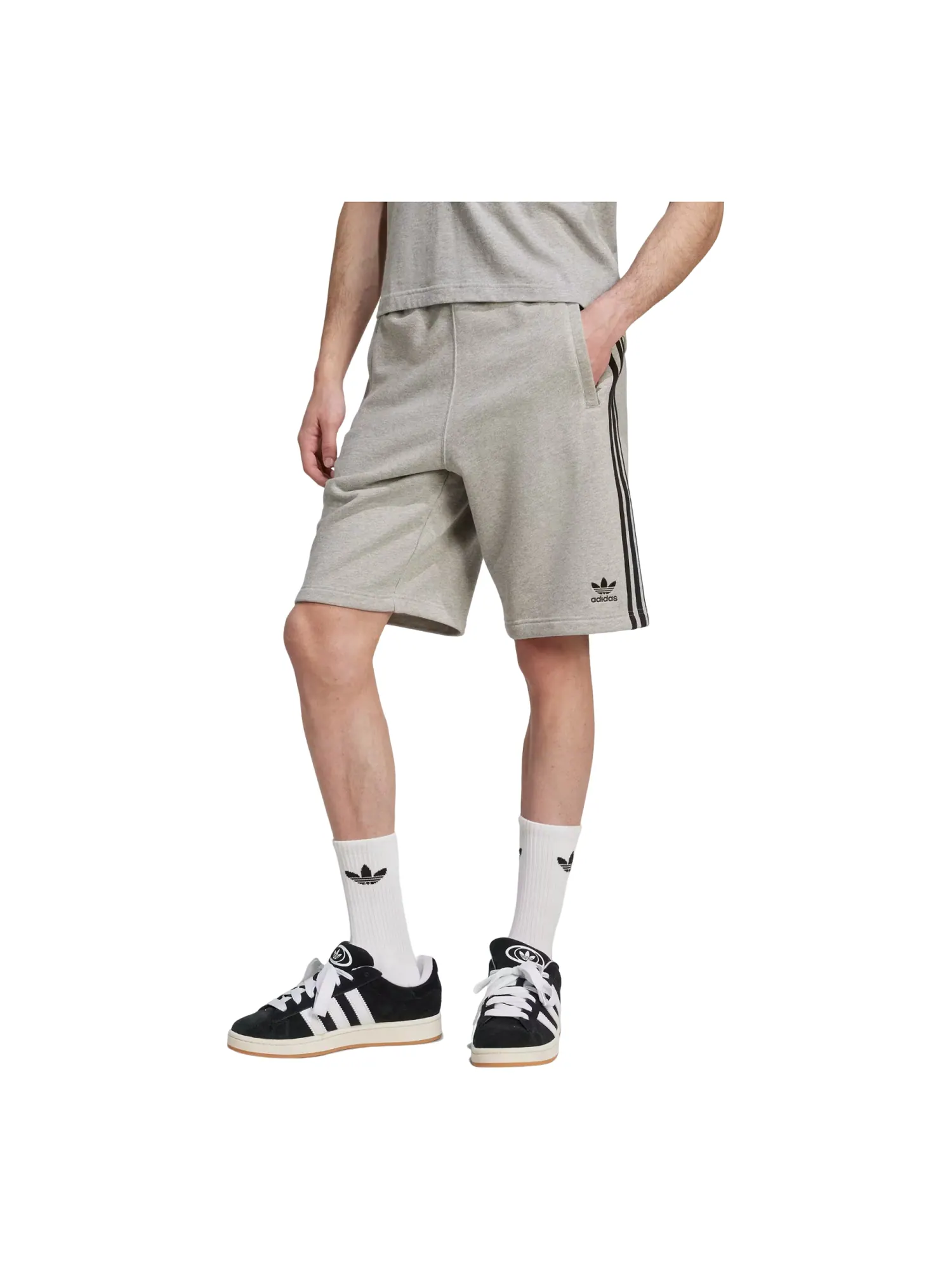 Шорты Adidas Adicolor 3-Stripes, азиатский размер — изображение 2 из 3, серый/черный