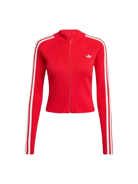 (WMNS) Спортивная футболка Adidas 3-Striped Slim Knit Track Top 'Red' — изображение 1 из 2, красный