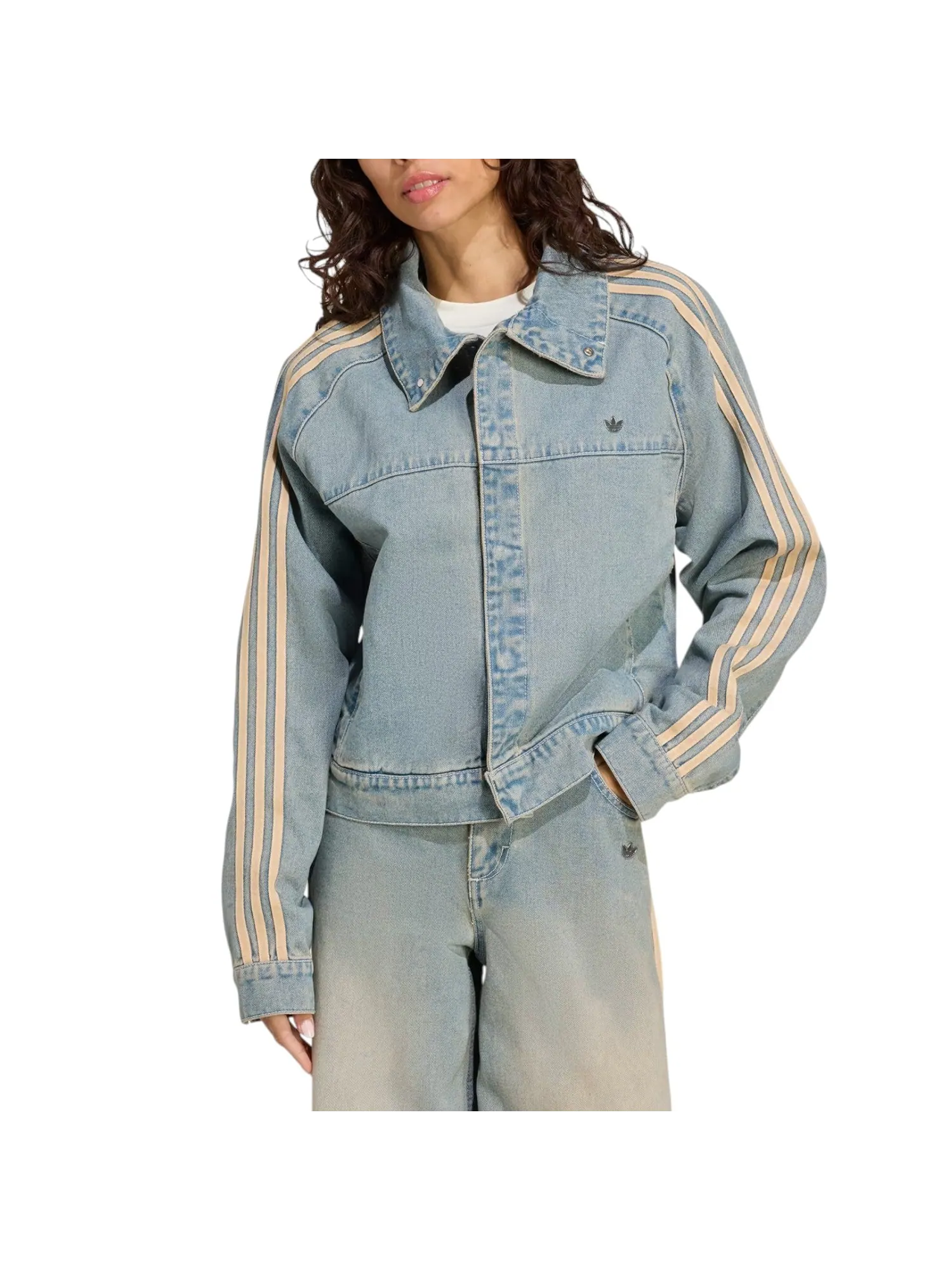 (WMNS) Джинсовая куртка Adidas Premium Essential Denim Jacket 'Indigo Denim' — изображение 2 из 4, индиго джинсовый синий