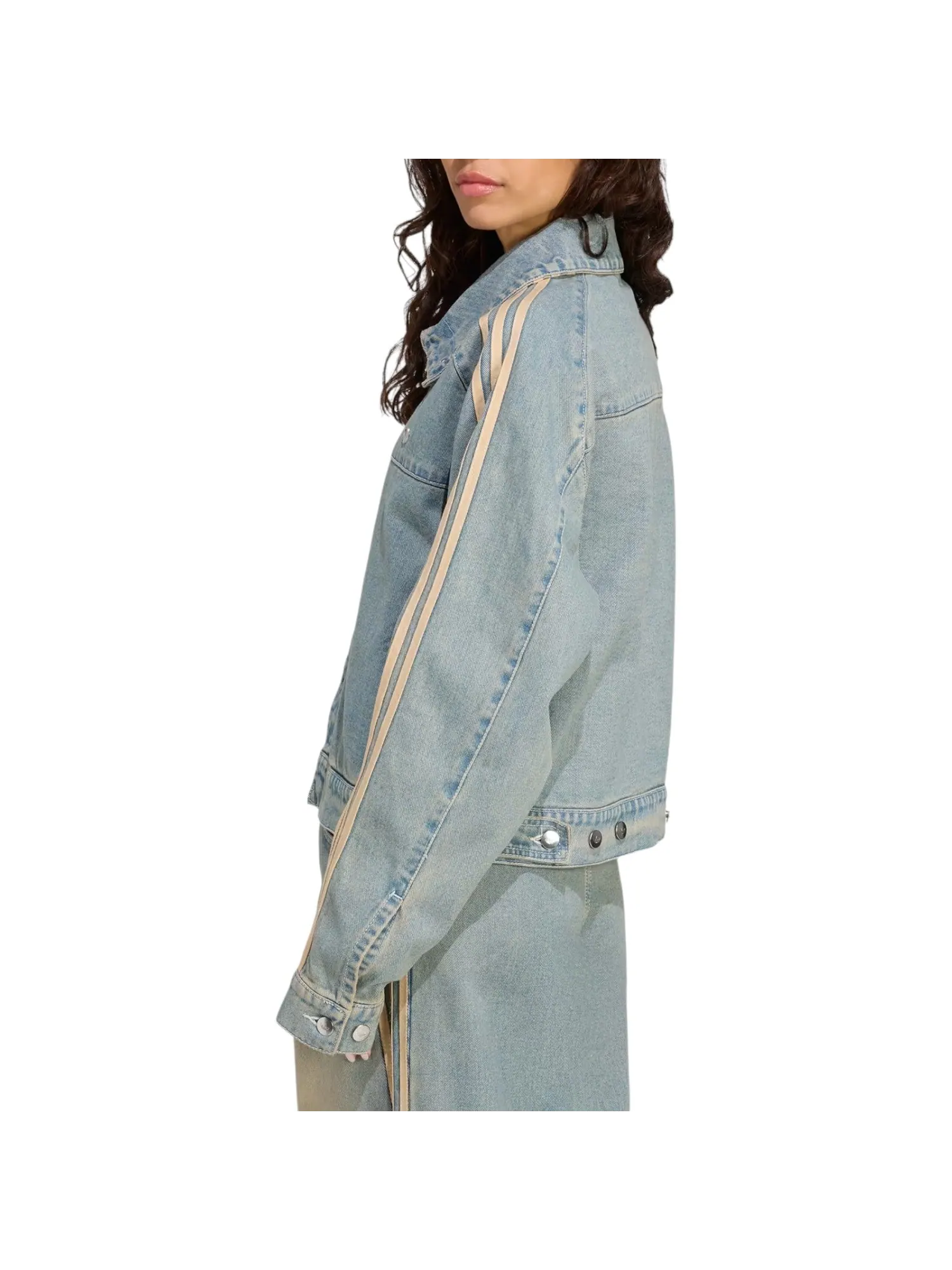(WMNS) Джинсовая куртка Adidas Premium Essential Denim Jacket 'Indigo Denim' — изображение 3 из 4, индиго джинсовый синий