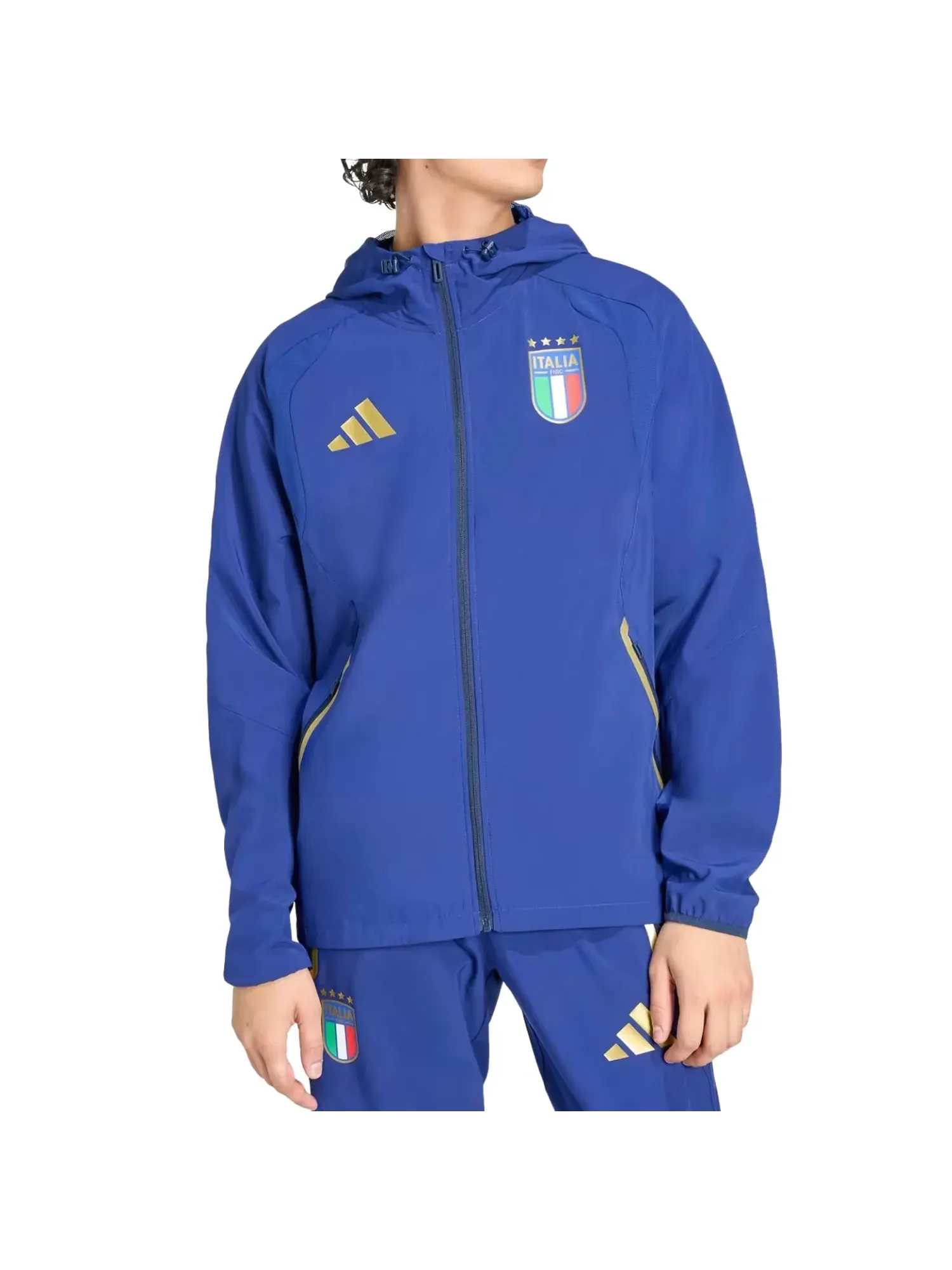 Ветровка Adidas Italy Tiro Travel Full Zip Windbreaker 'Victory Blue' — изображение 2 из 3, синий