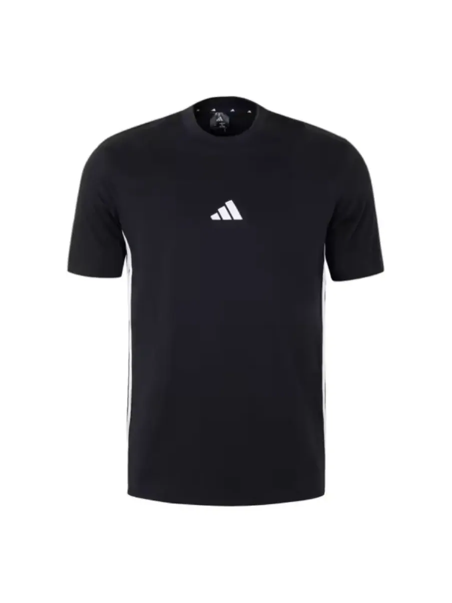 Футболка adidas Essentials Single Jersey T-Shirt 'Black White' — изображение 1 из 2, черный