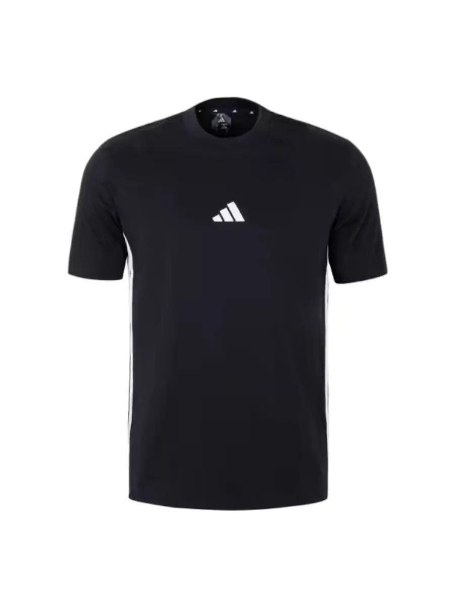 Футболка Adidas Essentials Single Jersey 'Black White' — изображение 1 из 2, черный/белый