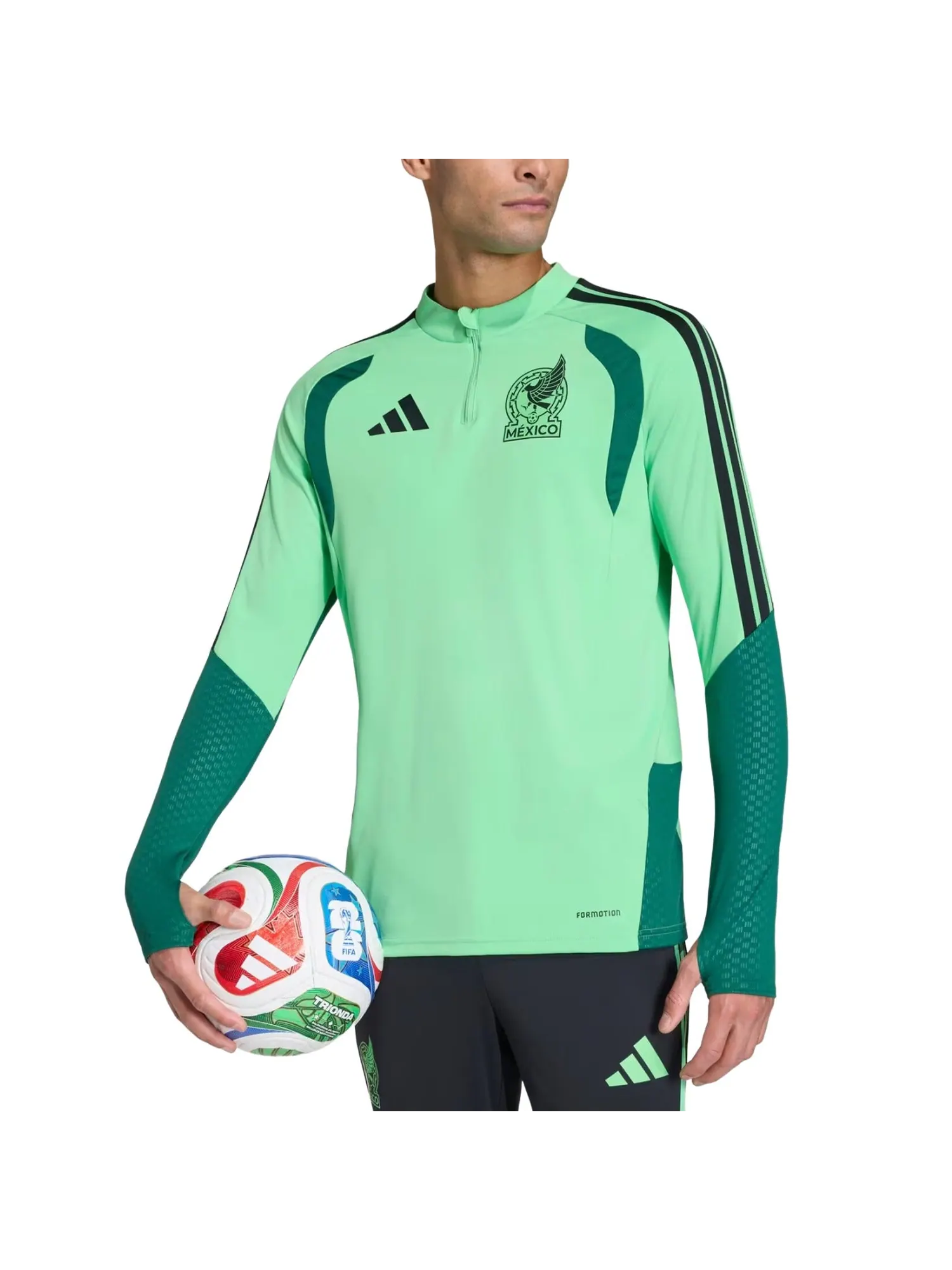 Тренировочная футболка Adidas Mexico 26 Tiro Training Top 'Semi Flash Green' — изображение 2 из 3, зеленый