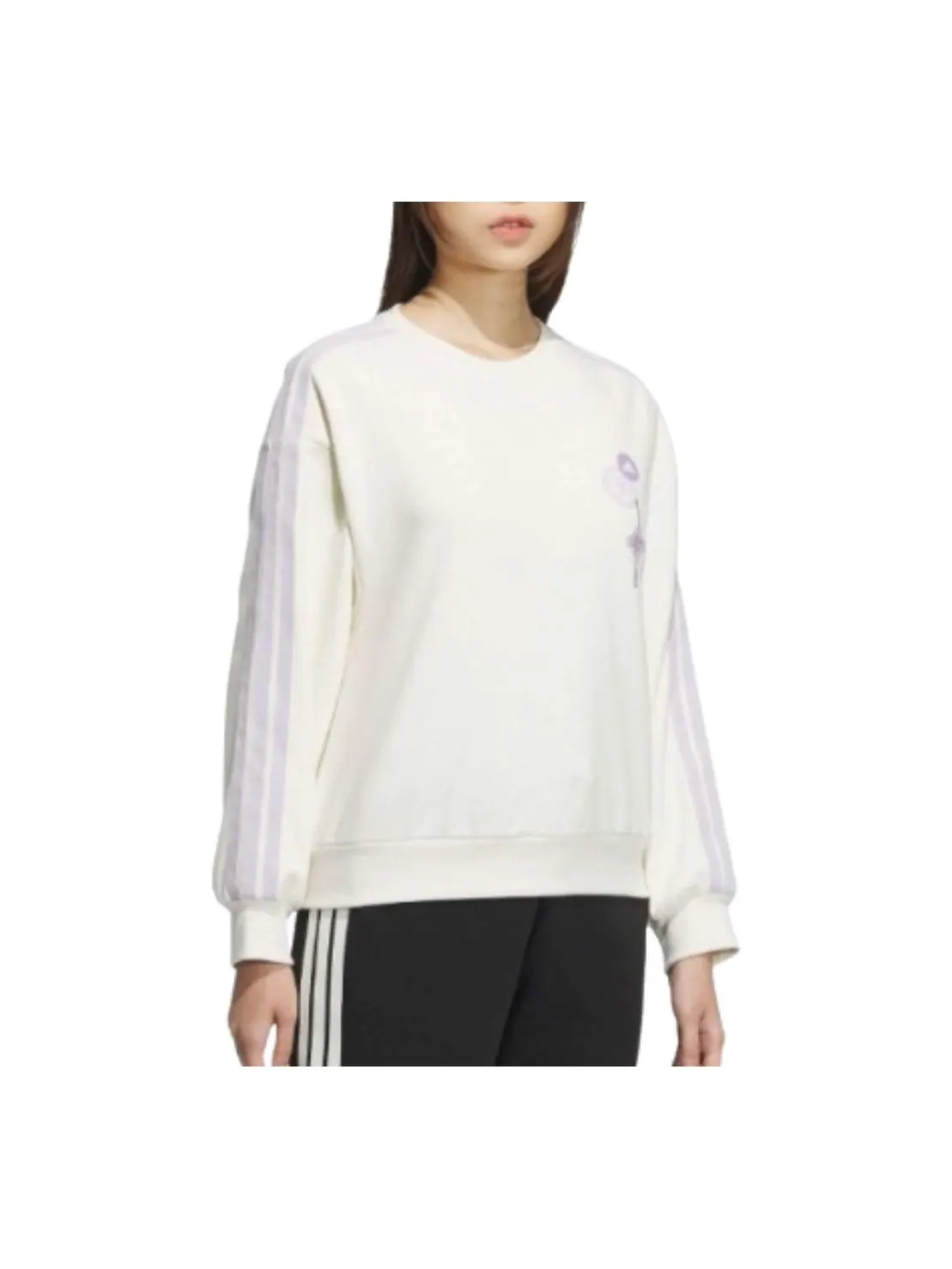 (WMNS) Толстовка Adidas CNY с круглым вырезом — изображение 2 из 3, белый/фиолетовый
