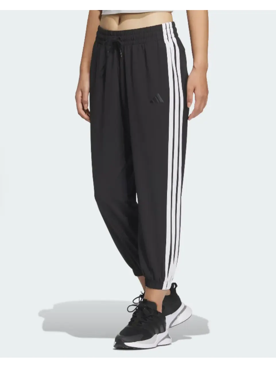 Брюки (WMNS) adidas 2-Stripes Woven 7/8 Pants 'Black' — изображение 2 из 3, черный