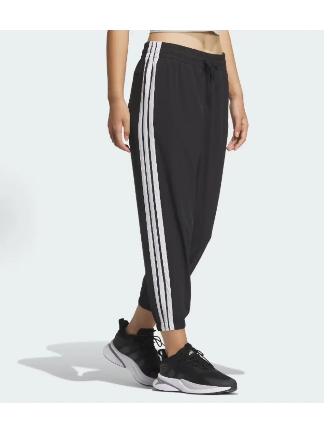 Брюки (WMNS) adidas 2-Stripes Woven 7/8 Pants 'Black' — изображение 3 из 3, черный