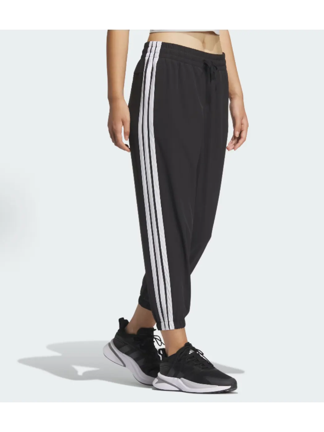(WMNS) Брюки Adidas 2-Stripes Woven 7/8 'Black' — изображение 3 из 3, черный/белый