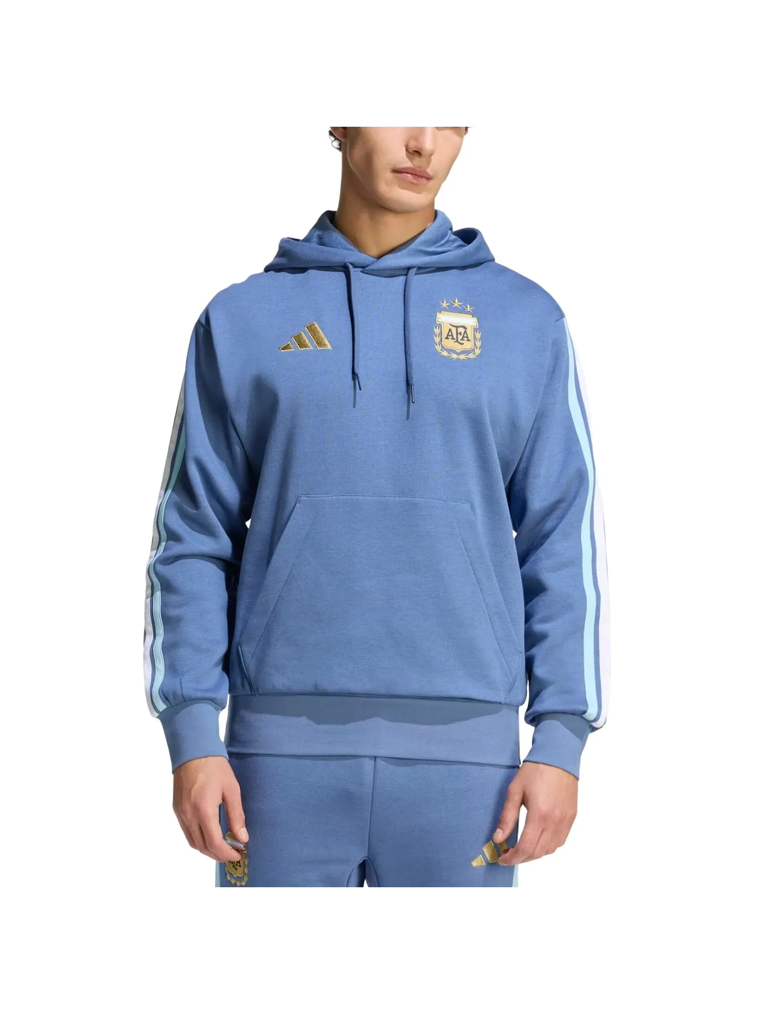 Толстовка Adidas Argentina DNA Fleece Hoodie 'Crew Blue' — изображение 2 из 3, синий