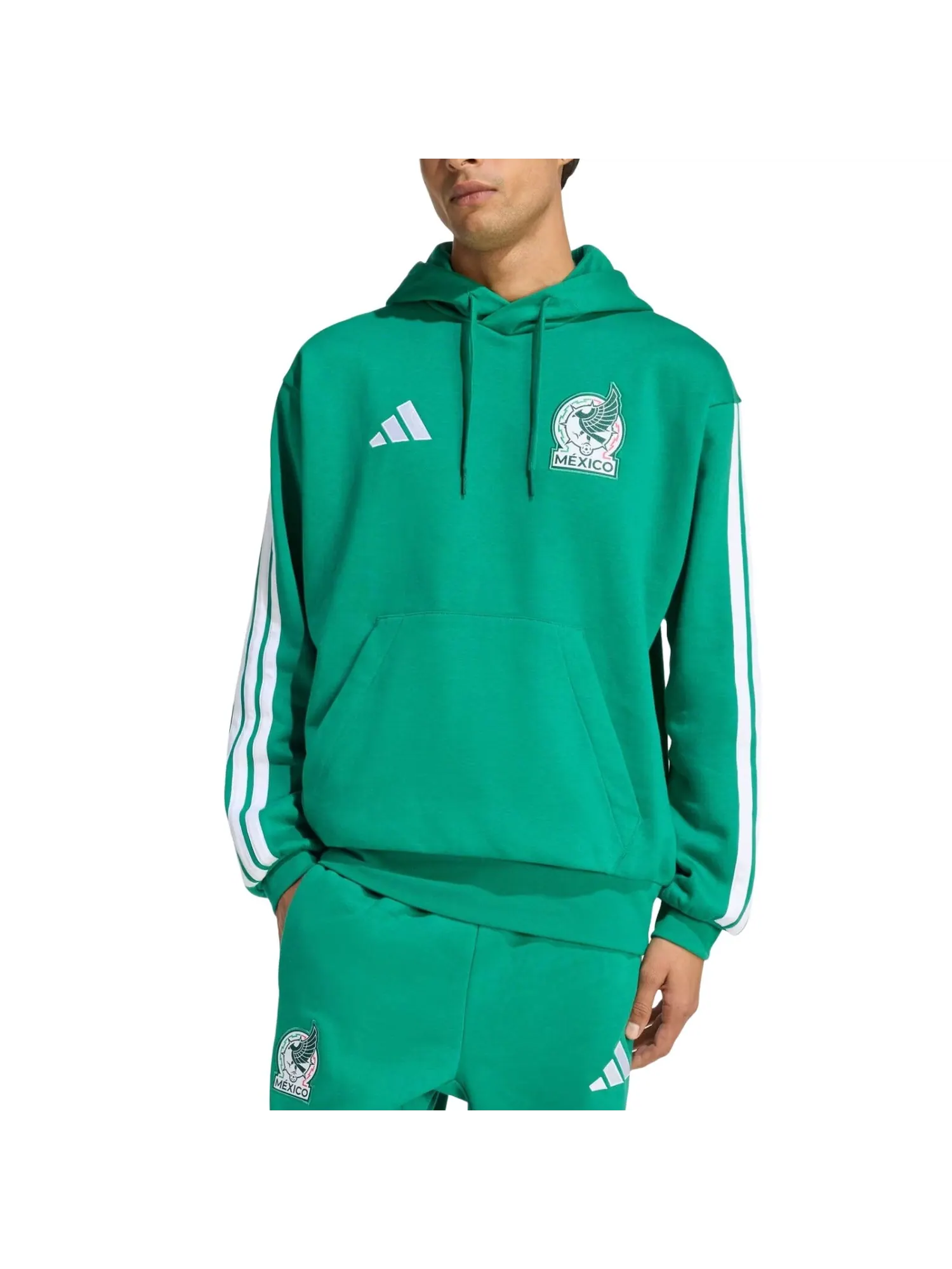 Толстовка Adidas Mexico DNA Fleece Hoodie 'Bold Green' — изображение 2 из 3, зеленый