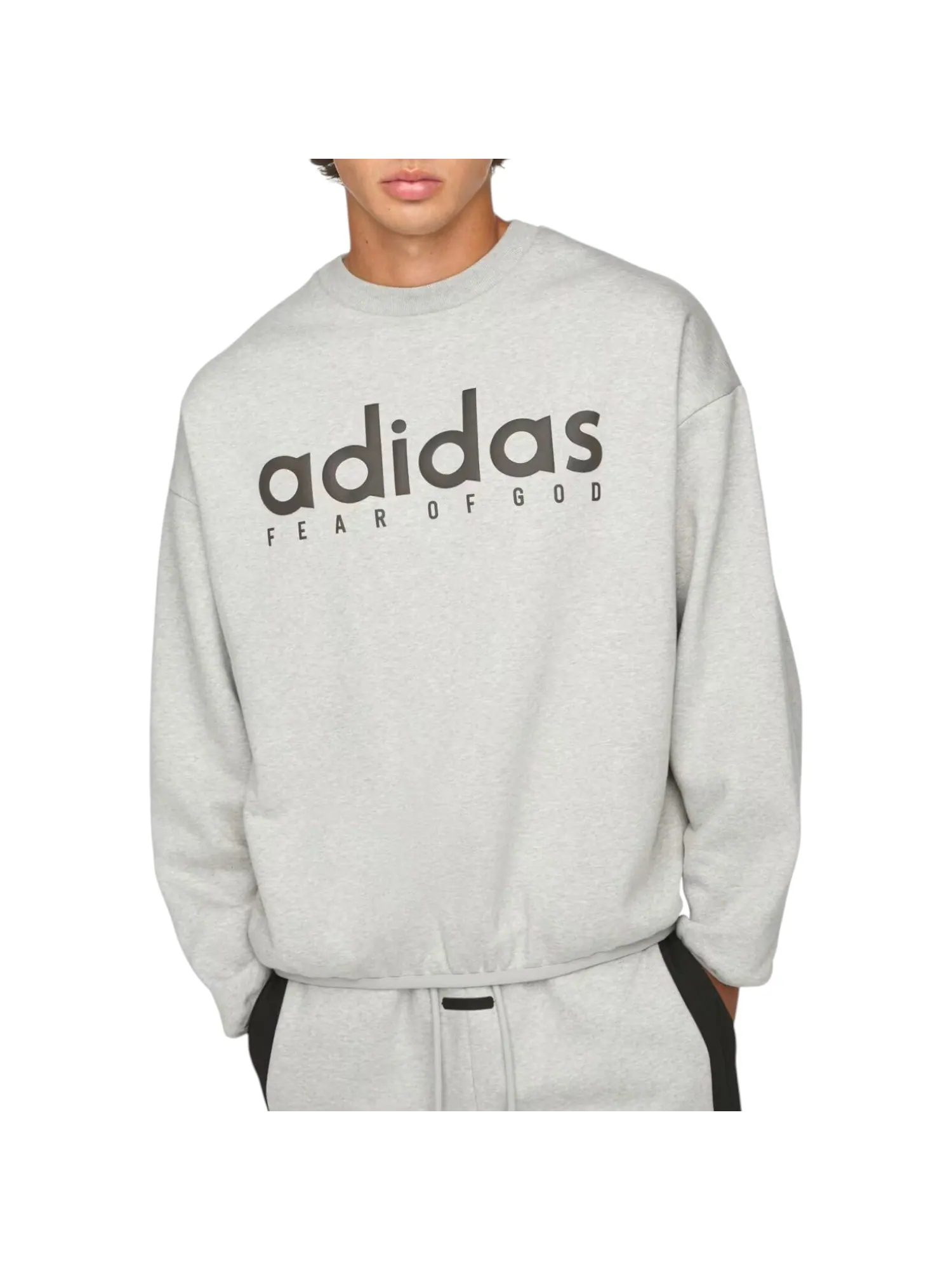 Футболка adidas x FEAR OF GOD ATHLETICS Oversized Long-Sleeve T-Shirt 'Heather Grey' — изображение 3 из 4, серый