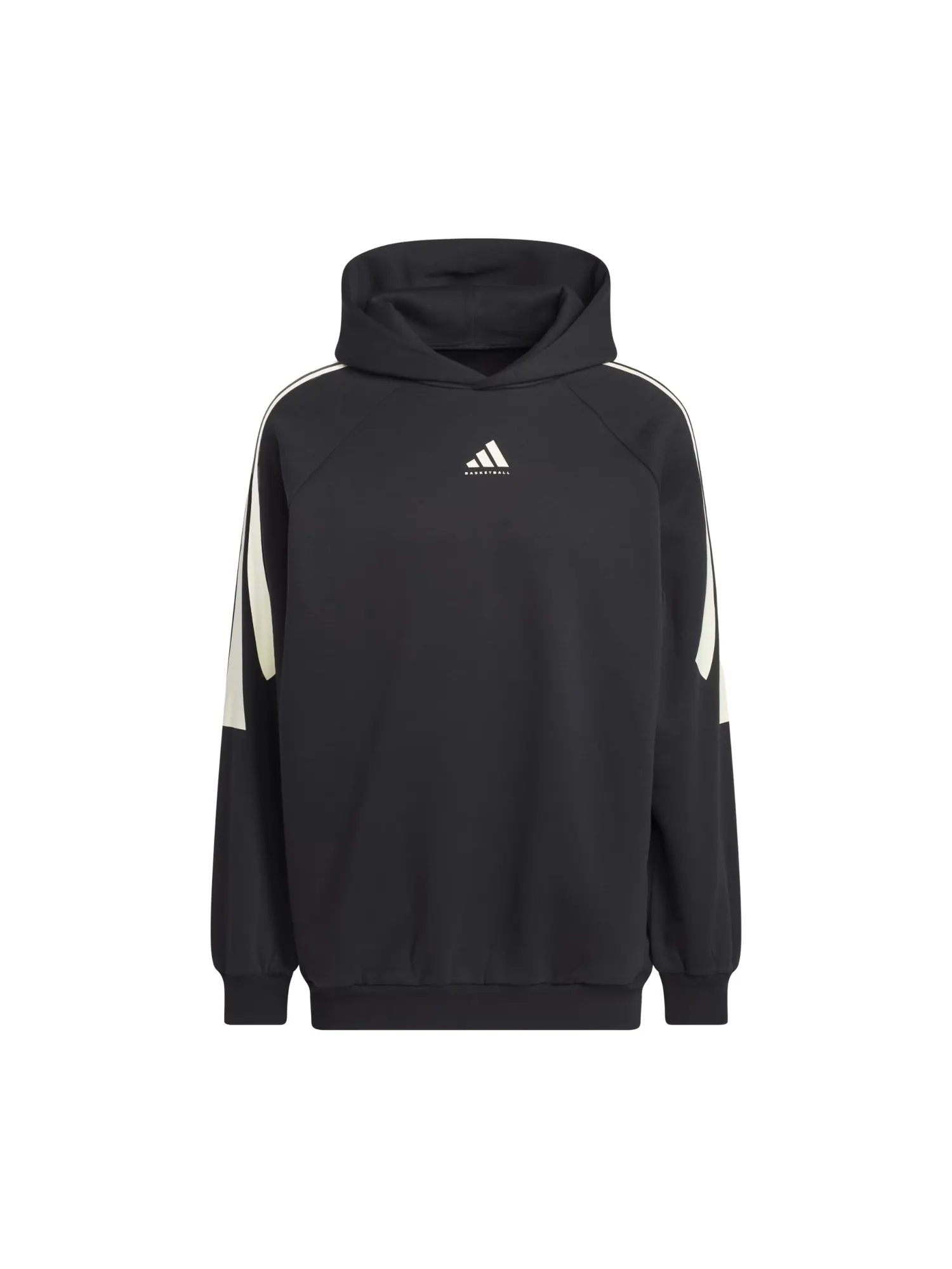 Флисовая толстовка Adidas Basketball 3-Stripes, черная, модель — изображение 1 из 3, черный