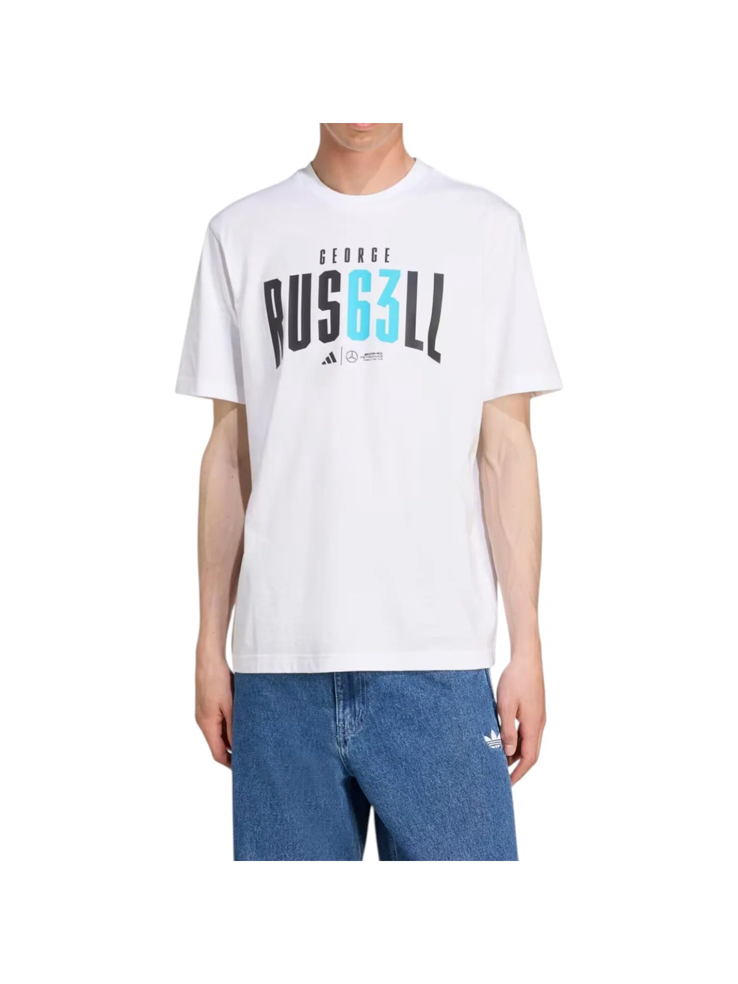 Футболка adidas x Mercedes x George Russell T-Shirt 'White' — изображение 2 из 3, белый