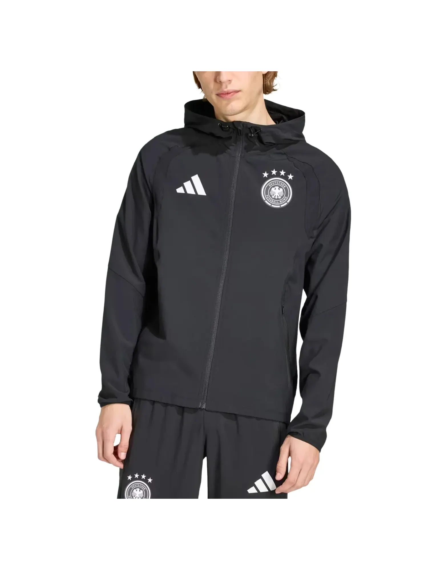 Ветровка Adidas Germany Tiro Travel Full Zip Windbreaker 'Black' — изображение 2 из 3, черный