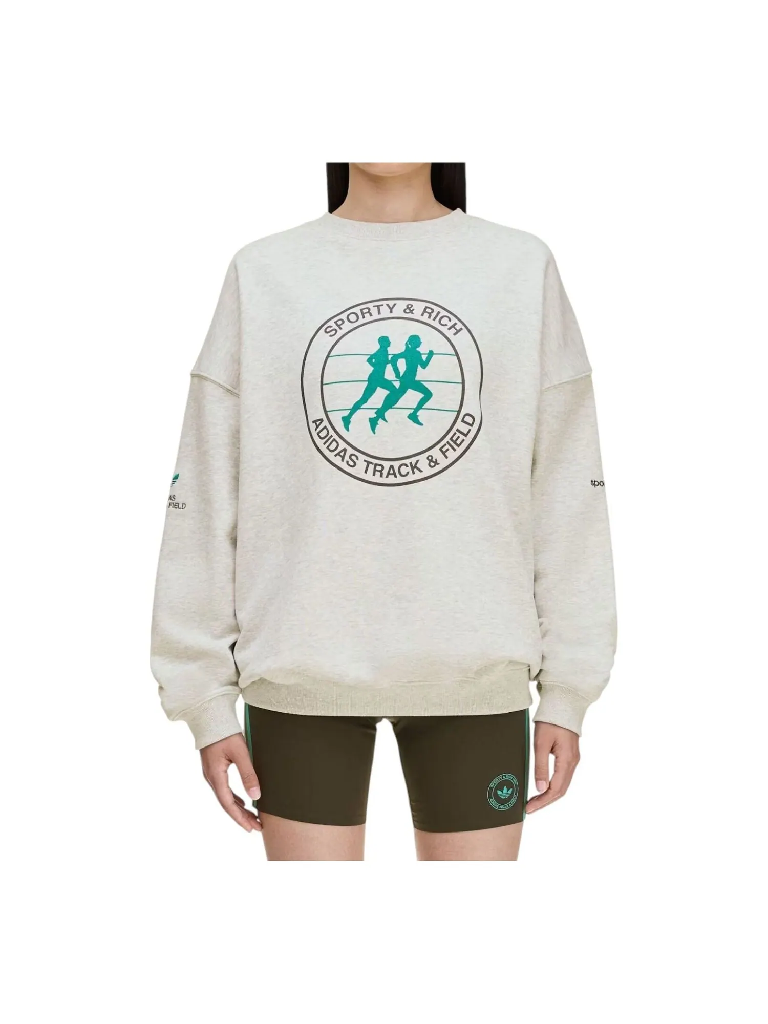 Толстовка (WMNS) adidas x Sporty & Rich Sweatshirt 'Gray' — изображение 3 из 4, серый
