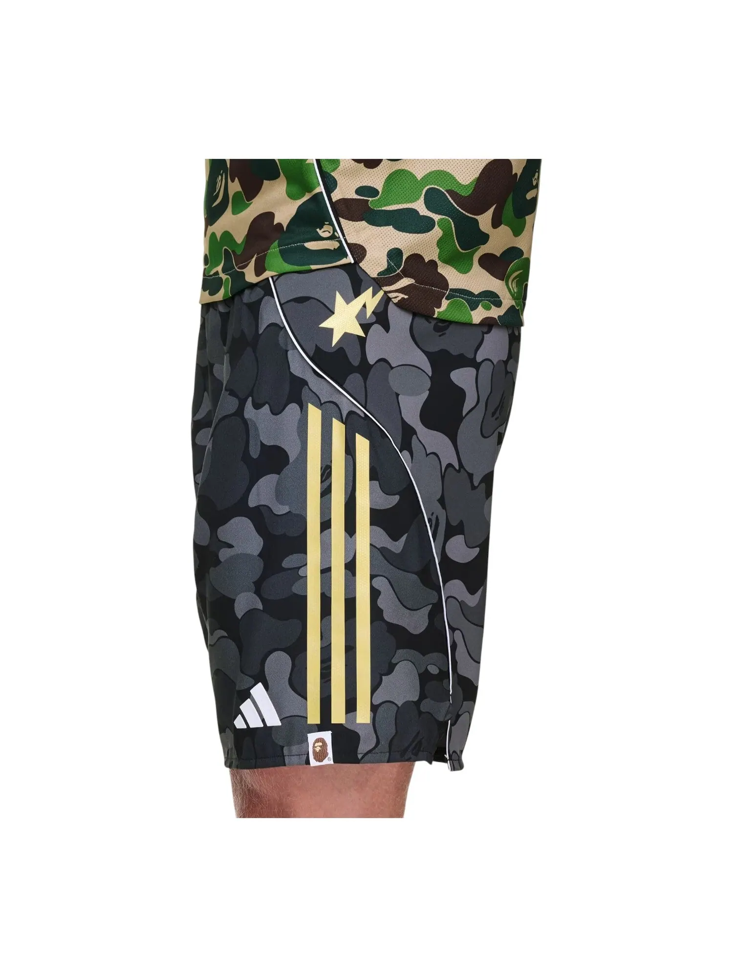 Шорты adidas x BAPE FB Slim-Fit Shorts 'Black Grey' — изображение 3 из 4, черный