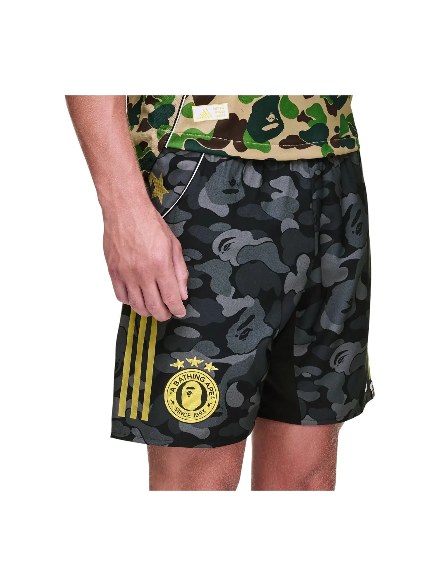 Шорты adidas x BAPE FB Slim-Fit Shorts 'Black Grey' — изображение 4 из 4, черный