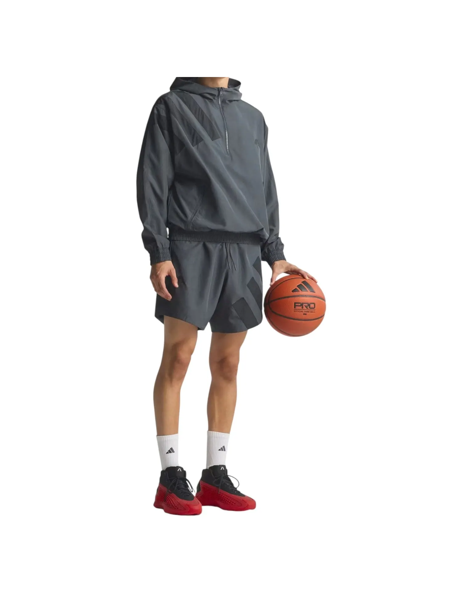 Куртка adidas Anthony Edwards Anorak Pullover Jacket Asia Sizing 'Carbon' — изображение 4 из 4, серый