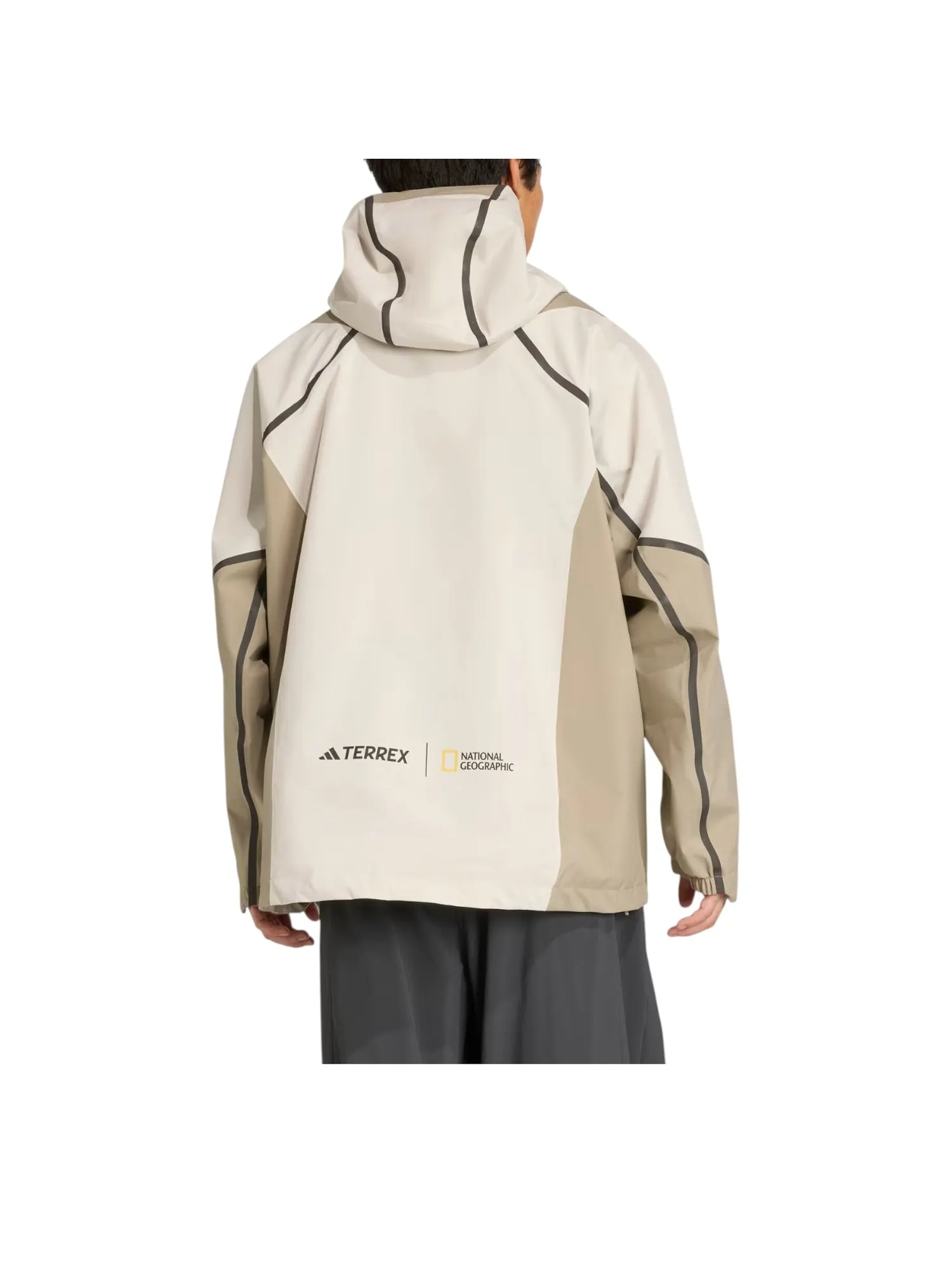 Куртка adidas x National Geographic Climaproof Rain Jacket Asia Sizing 'Alumina Silver Pebble' — изображение 3 из 4, бежевый