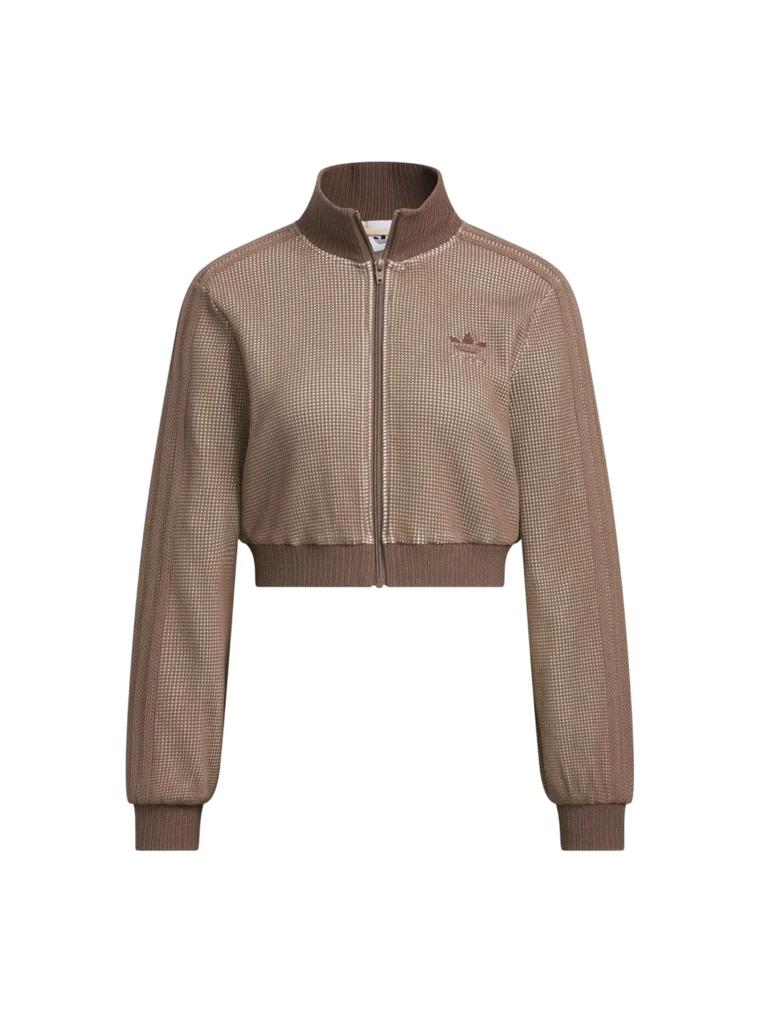 Куртка (WMNS) adidas Crop Track Top Slim Fit Jacket Asia Sizing 'Sand Strata' — изображение 1 из 3, коричневый