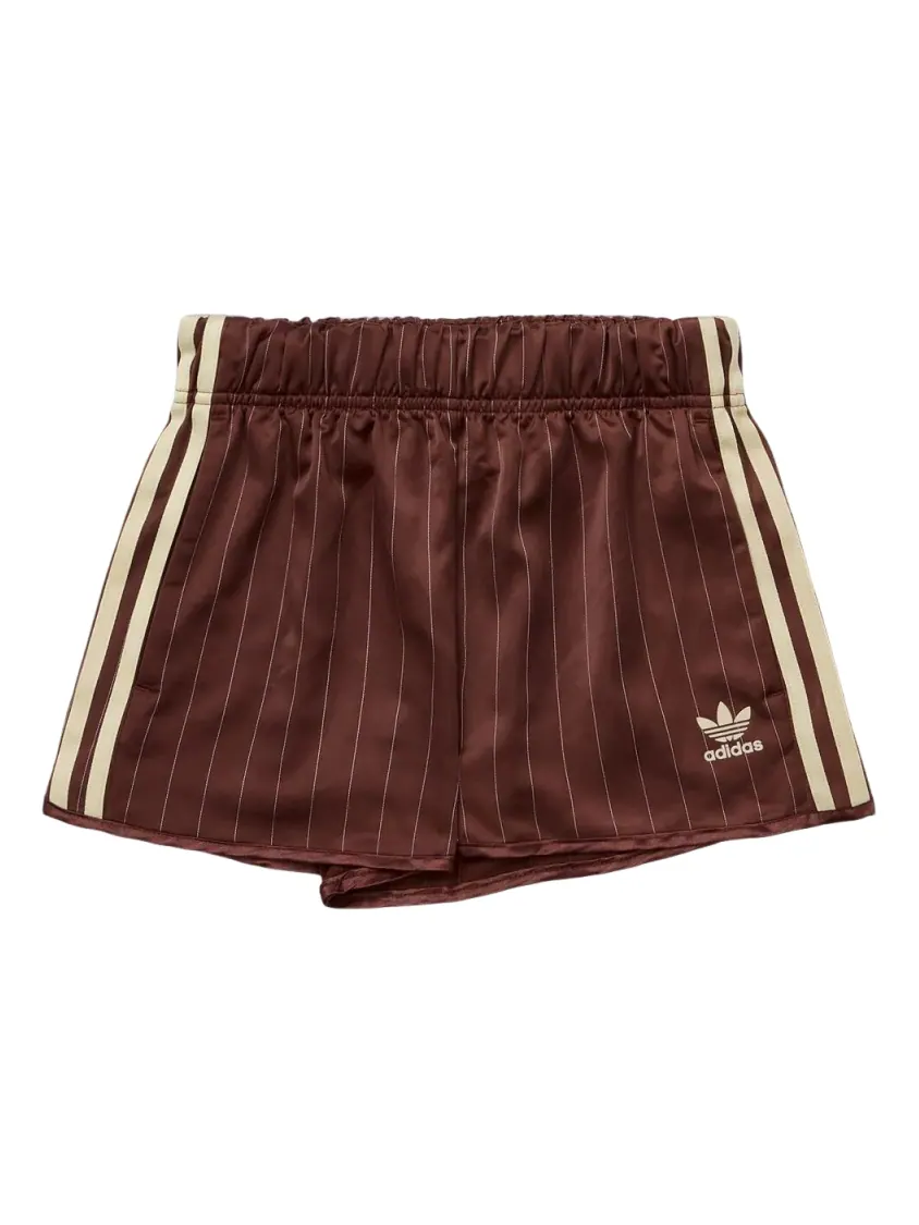 (WMNS) Шорты Adidas Pinstripe Satin Shorts, азиатский размер — изображение 1 из 2, коричневый