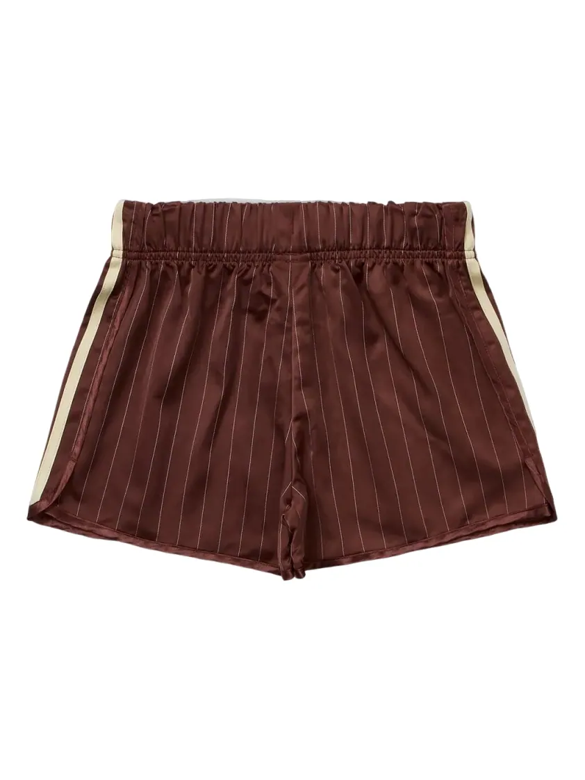 (WMNS) Шорты Adidas Pinstripe Satin Shorts, азиатский размер — изображение 2 из 2, коричневый