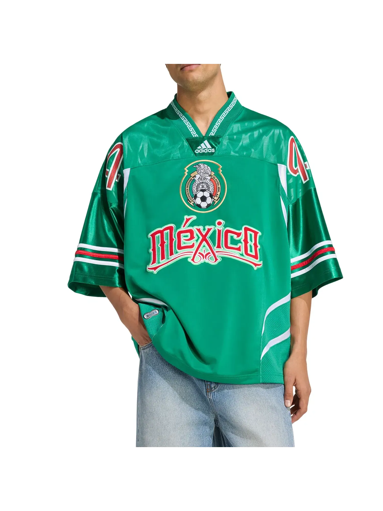 Мужская футболка Bringbacks Remixed Mexico Jersey Adidas — изображение 2 из 3, зеленый
