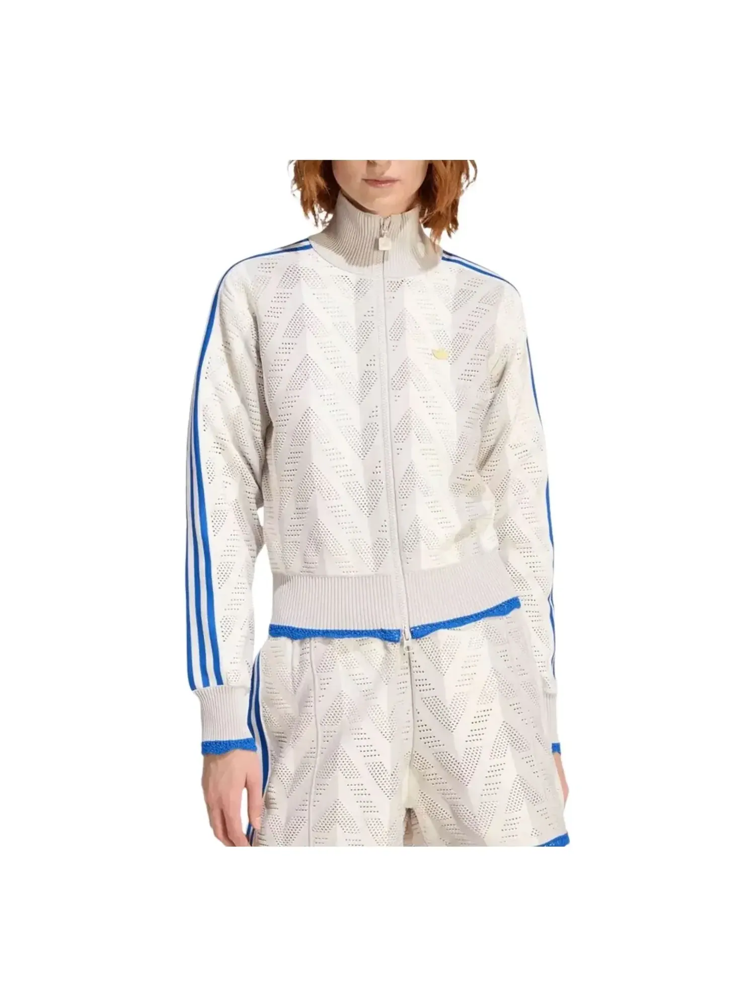 Куртка Adidas Originals Firebird Open-Knit Crochet Track Jacket — изображение 1 из 3, белый